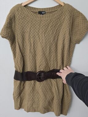 Ana Long Sweater Size XL Short Sleeves Knit Belted Fairy Grunge Dark Academia